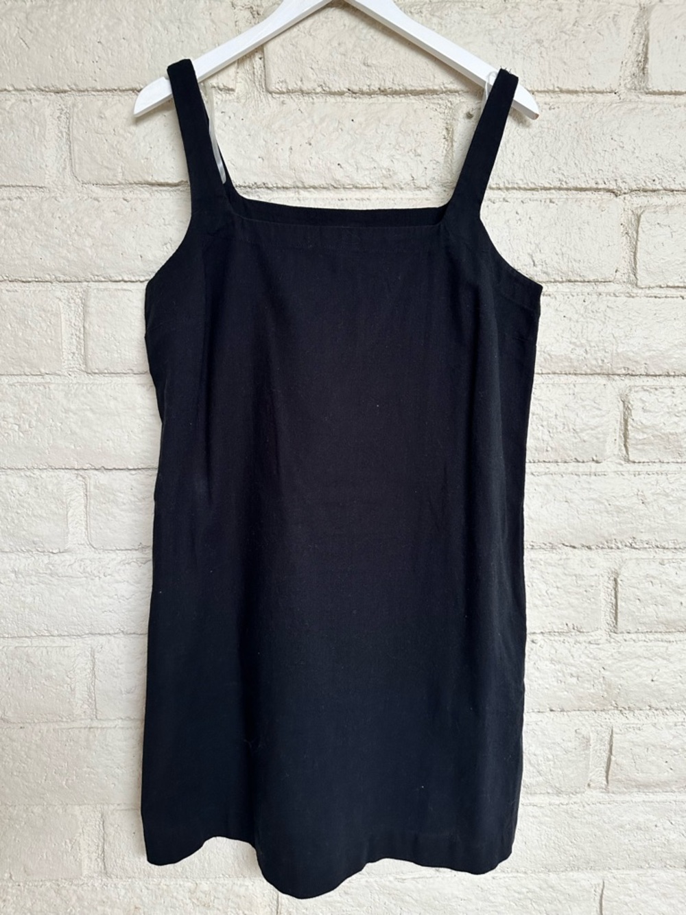 NWT a new day Black Square-Neck Mini Dress with Pockets 80% Cotton+20% Linen